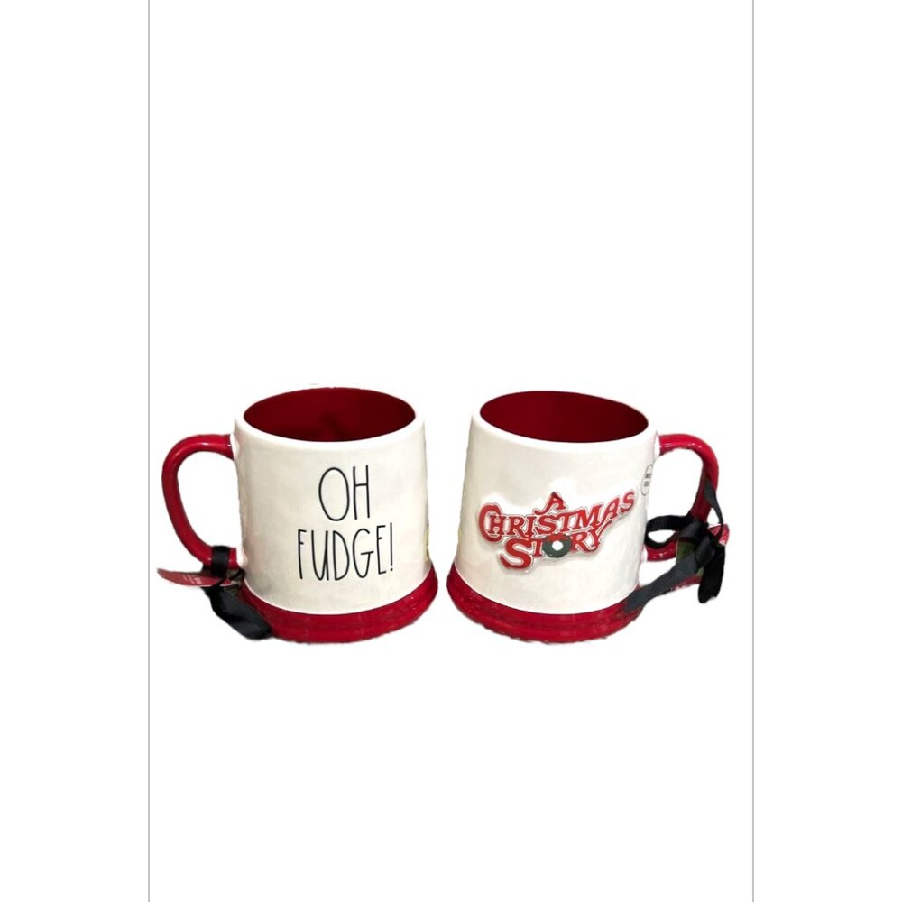 RAE DUNN A Christmas Story OH FUDGE! Mug Large 24 Oz Double Sided - Ltd. Ed /NWT